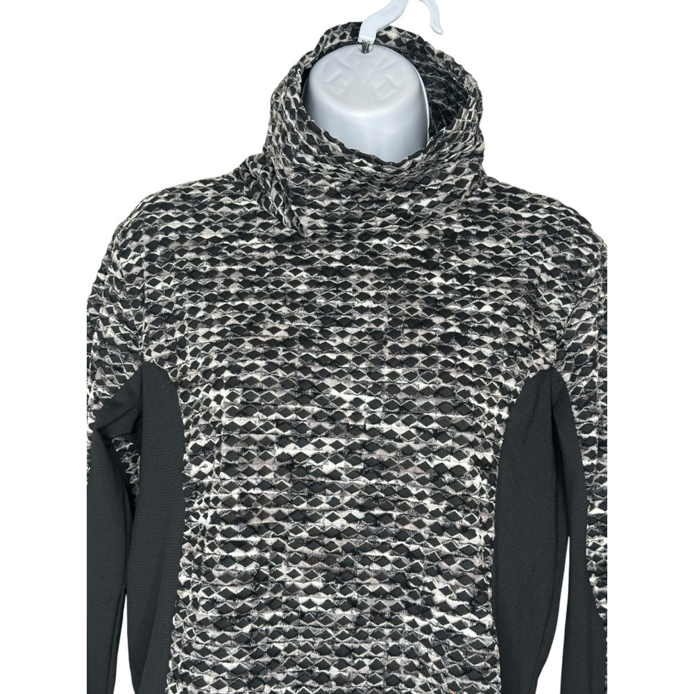 Nike Pro Hyperwarm Training Top Large Black White Geometric Turtleneck L/S Run - Picture 5 of 8